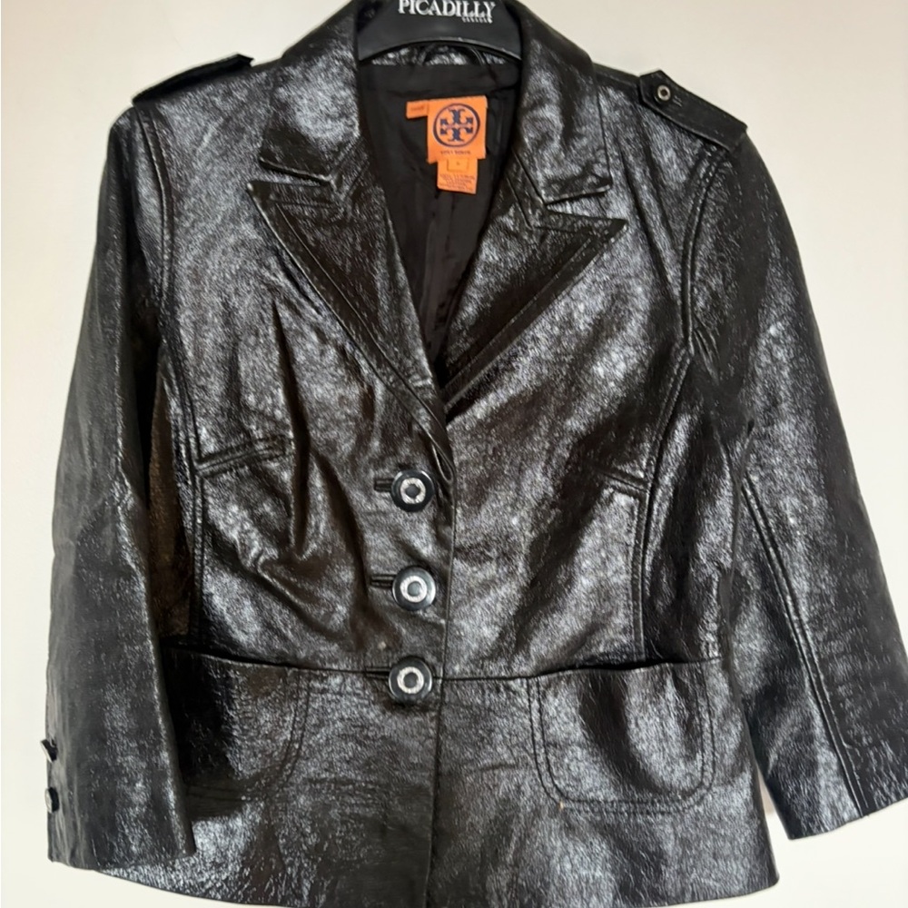 Tory Burch 100% real leather Black  Jacket